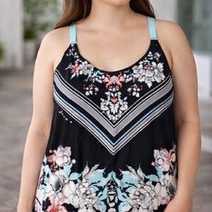 Secret Treasures Plus Size 18W‎ Black Floral Sleep Tank Top Adjustable Strap